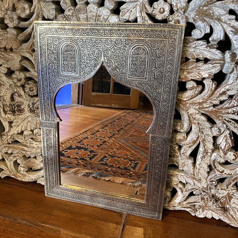 Moroccan Mehrab Mirror - Large, Silver