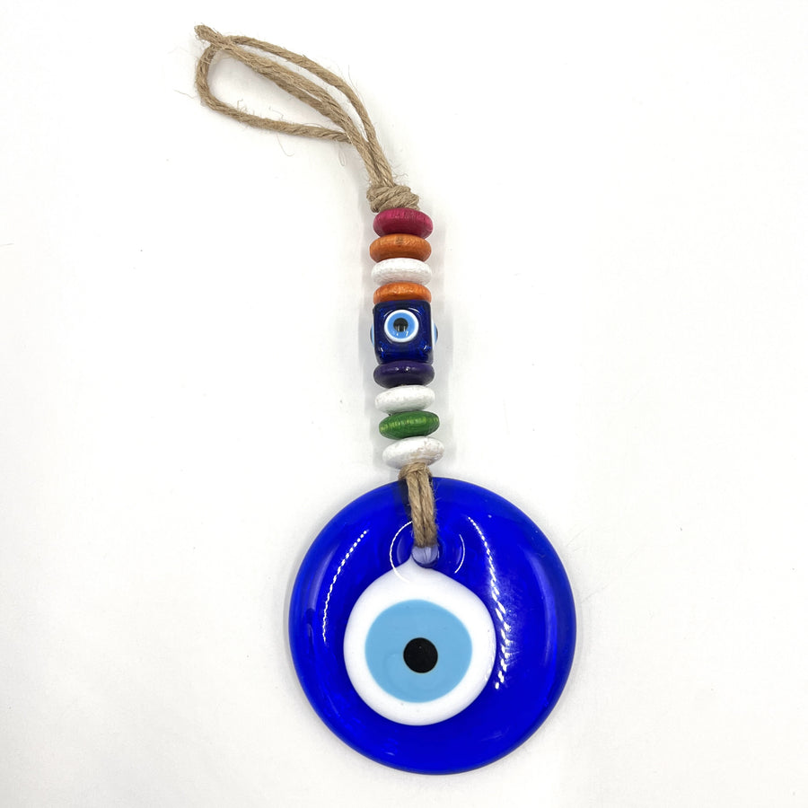 Evil Eye Wall Hanging Wooden Beads - 7cm