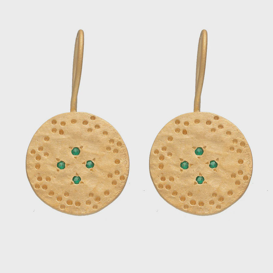 Amber Earrings - Green Zircon