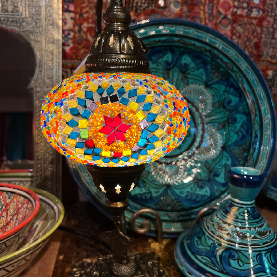 Turkish Table Lamp - Medium, Orange Multi