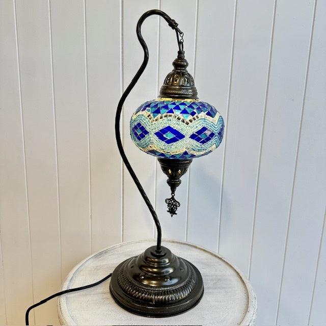 Turkish Table Lamp - Large, Blue Wave