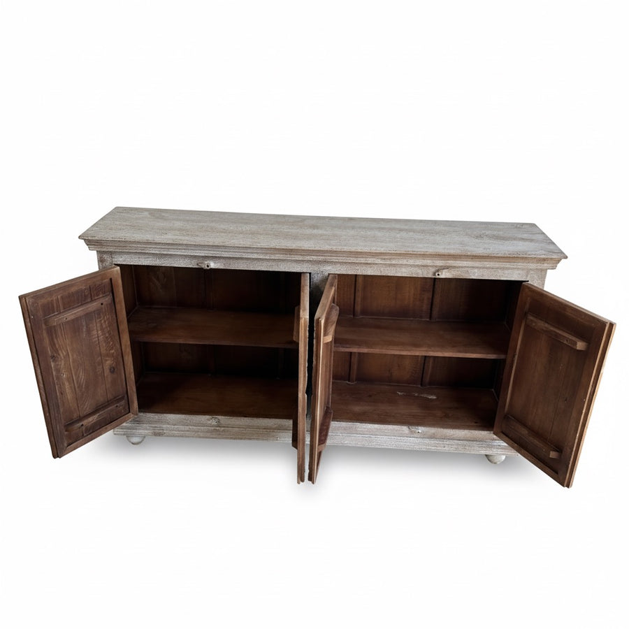 Indian 4 door Sideboard - Sandblasted White Wash