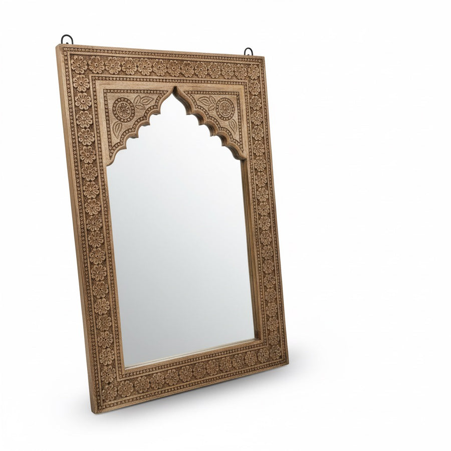 Indian Mehrab Carved Mirror - Natural