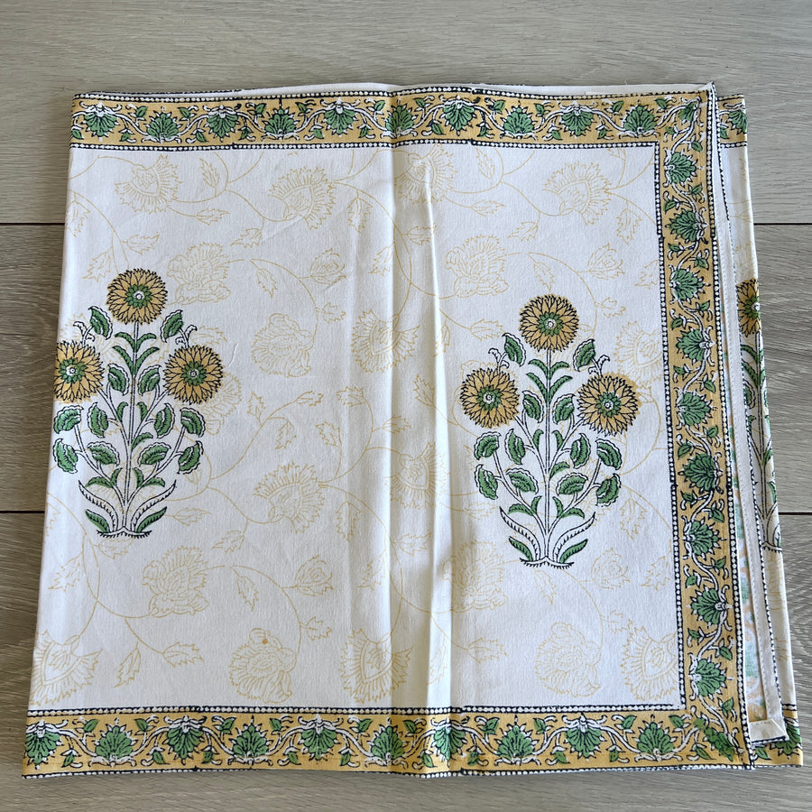 Block Printed Table Runner - Yellow Daisy