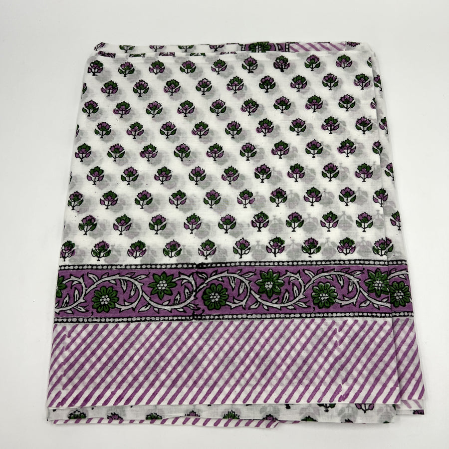 Cotton Sarong Block Printed - Purple and Green