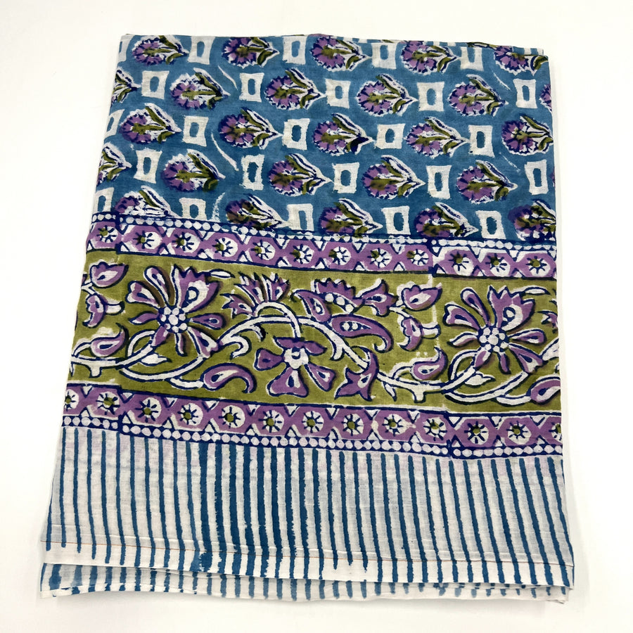 Cotton Sarong Block Printed - Purple Flower