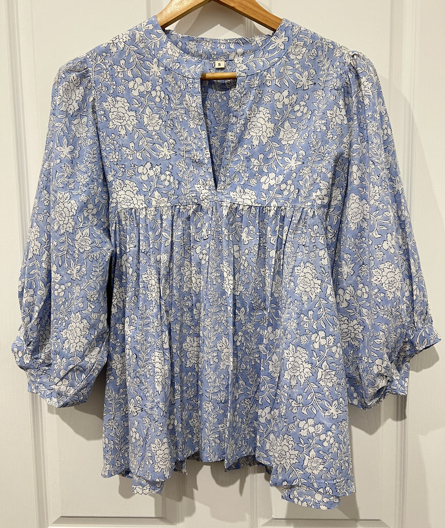 Amara Blouse - Cornflower Blue