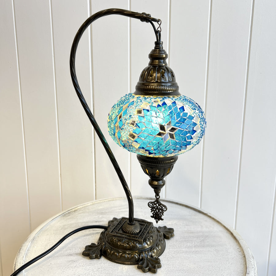 Turkish Table Lamp - Medium, Turquoise Blue Star