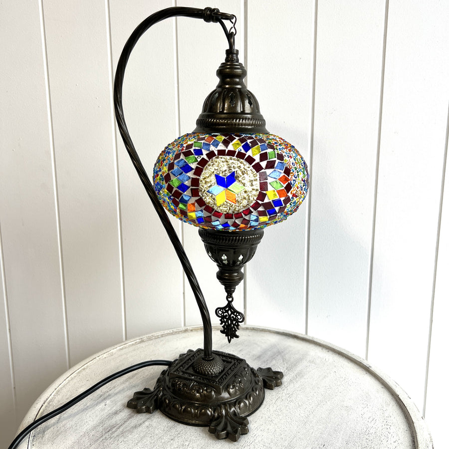 Turkish Table Lamp - Medium, Multi & Gold Star