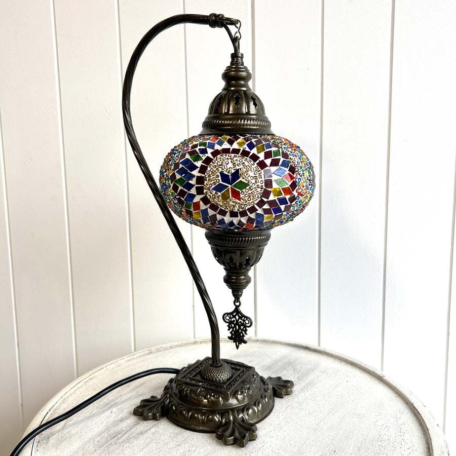 Turkish Table Lamp - Medium, Multi & Gold Star