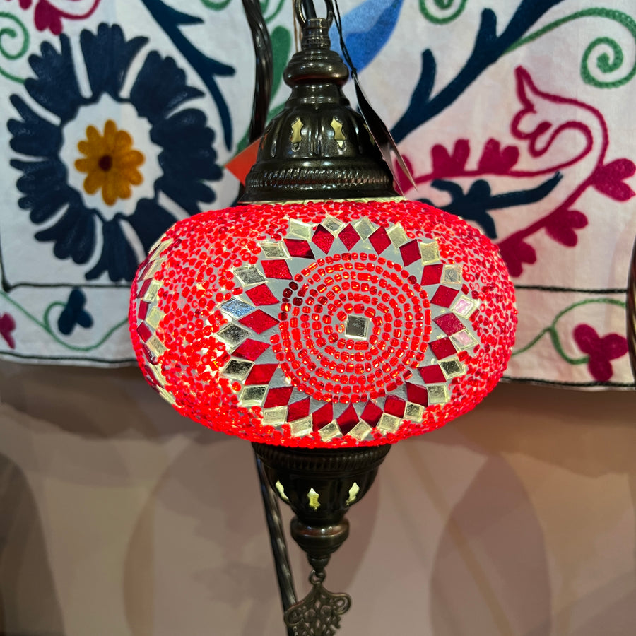 Turkish Table Lamp - Large, Red Flower