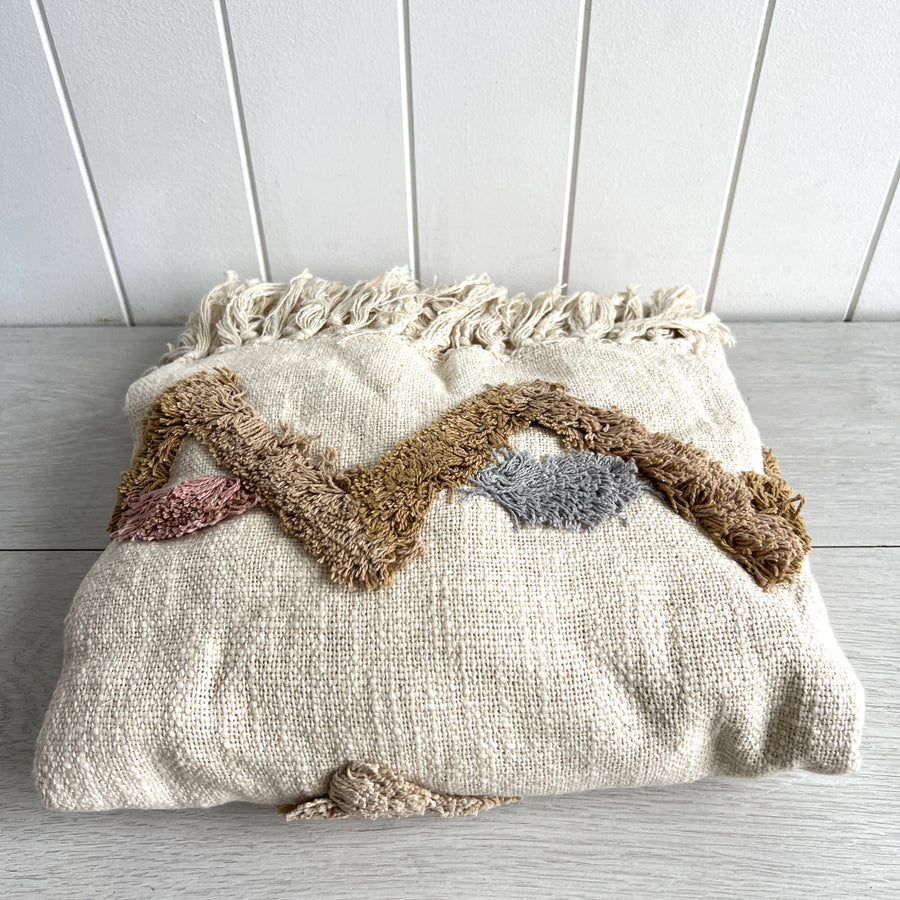 Tufted Woven Throw - Pink and Coffee