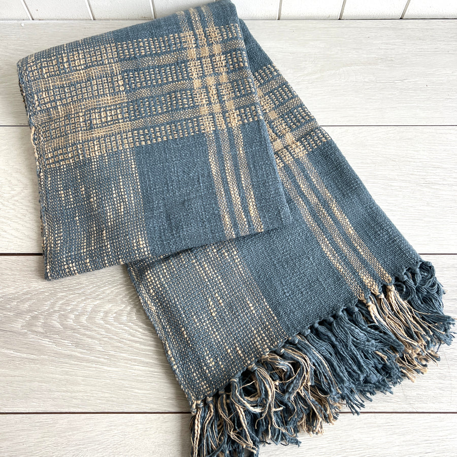 Handloomed Throw - Denim Blue