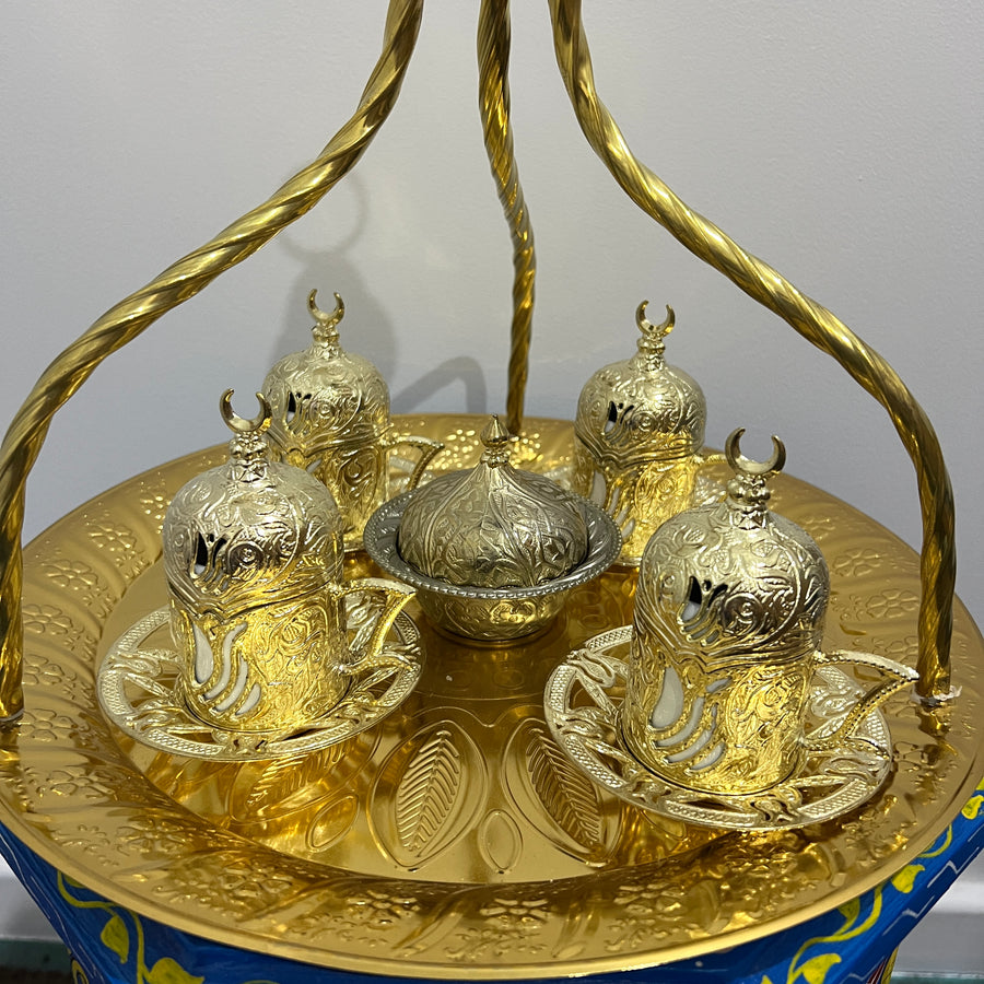 Turkish Coffee/Chai Set - Gold, 6pce