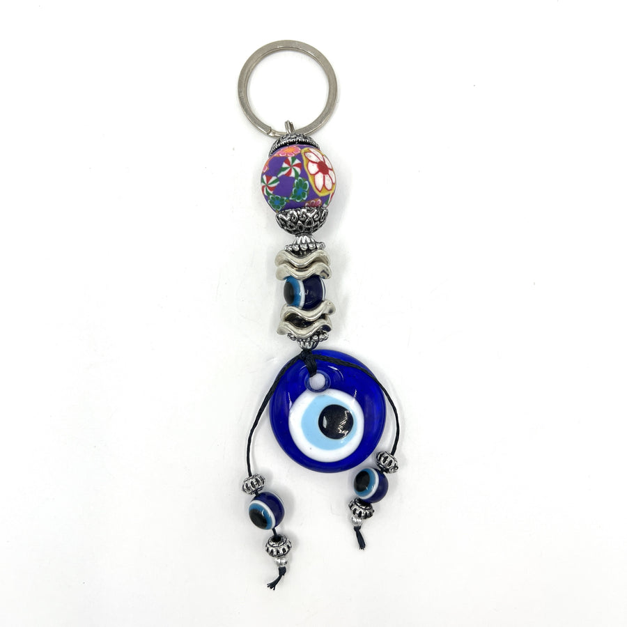 Turkish Keyring - Evil Eye, Purple Bead