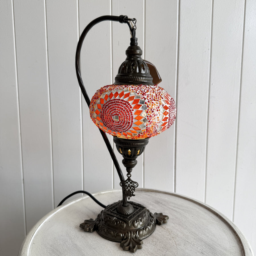 Turkish Table Lamp - Medium, Orange & Red Sunflower