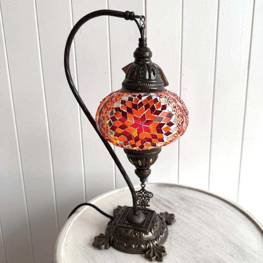 Turkish Table Lamp - Medium, Orange and Red Stars