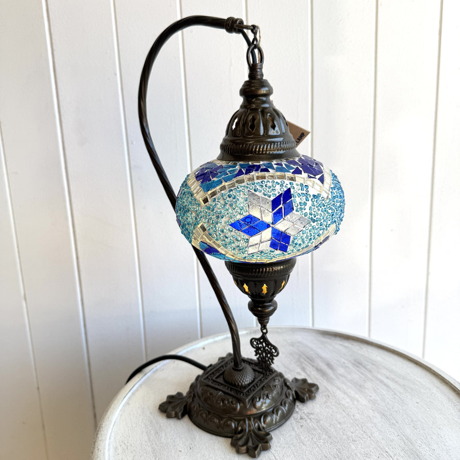 Turkish Table Lamp - Medium, Light and Dark Blue Star