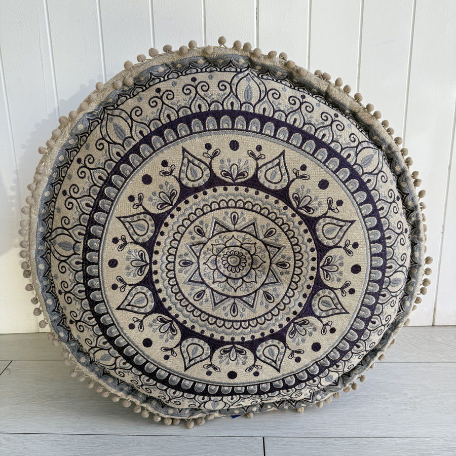 Embroidered Ottoman - Purple Mandala