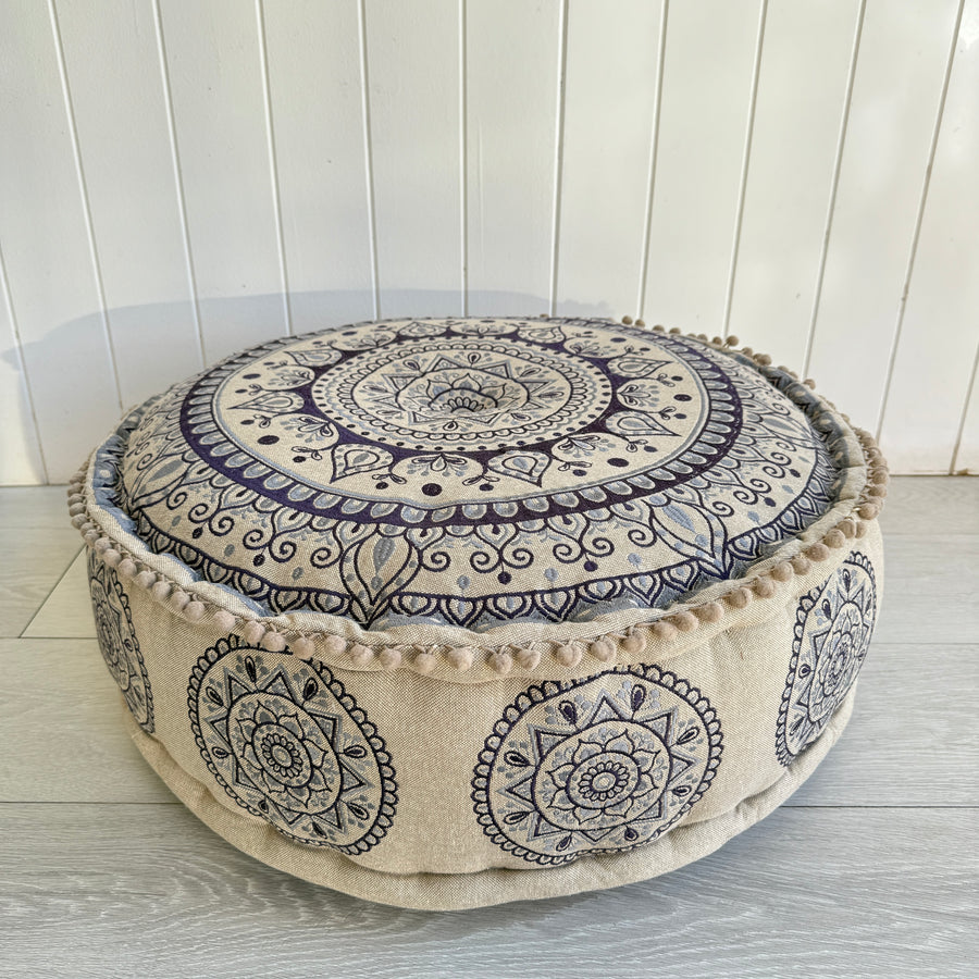 Embroidered Ottoman - Purple Mandala