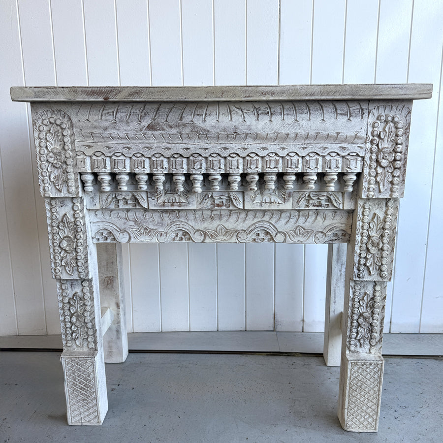 Carved Indian Console - White