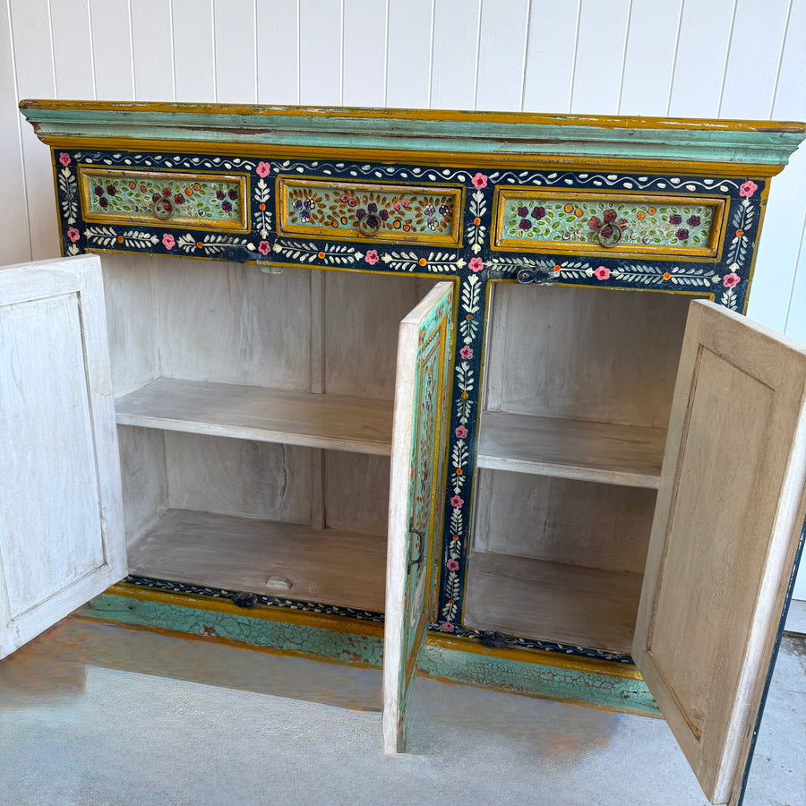 Handpainted Sideboard - Blue Floral