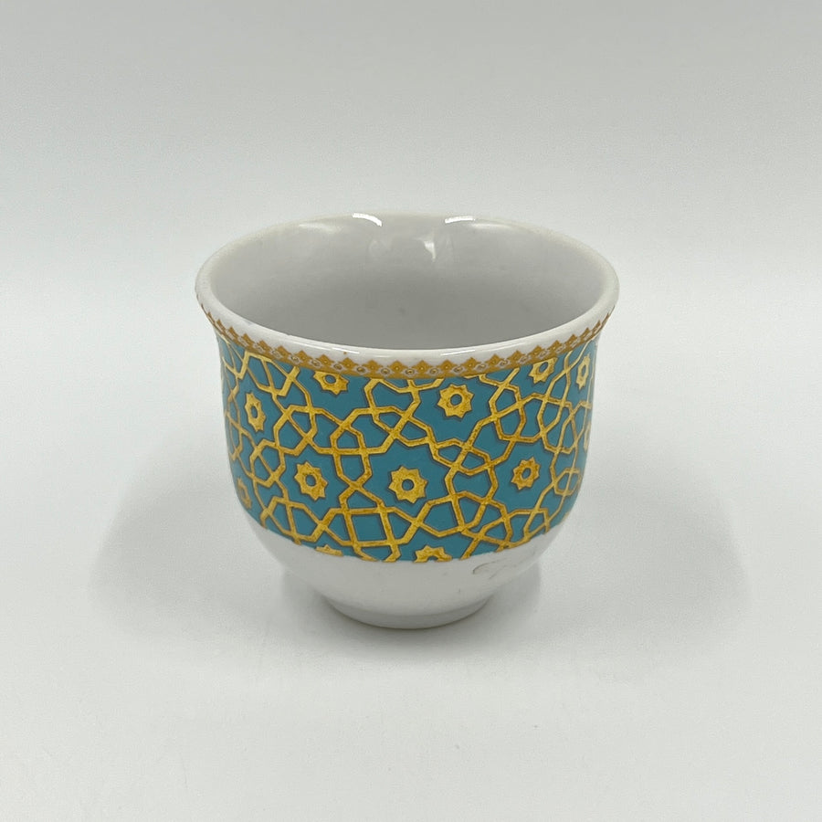 Turkish Tea Glass and Coffee Set - Light Blue Arabesque