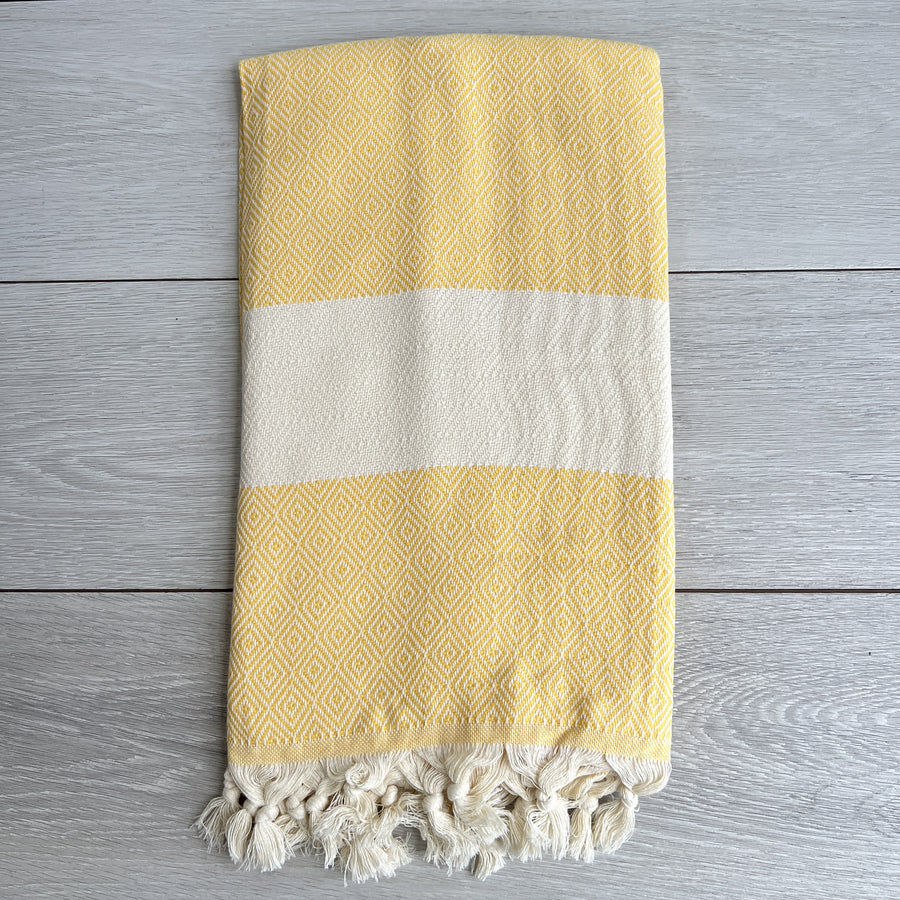 Turkish Towel Diamond Weave, Yellow