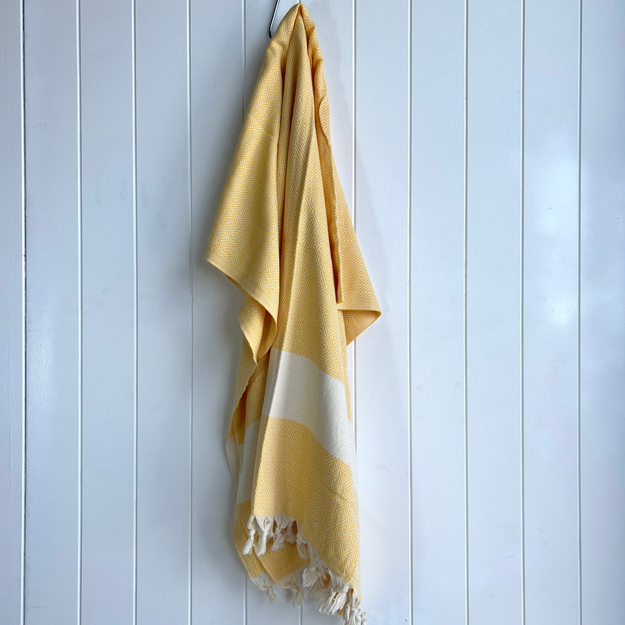 Turkish Towel Diamond Weave, Yellow