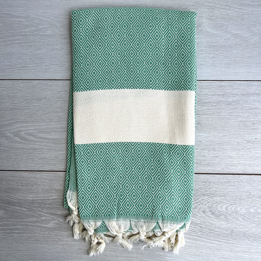 Turkish Towel Diamond Weave, Green