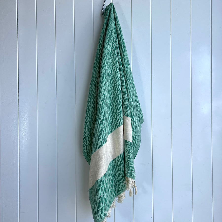 Turkish Towel Diamond Weave, Green