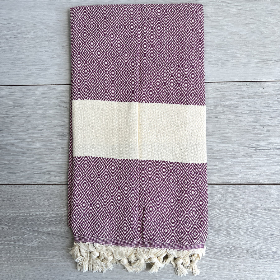 Turkish Towel Diamond Weave, Grape