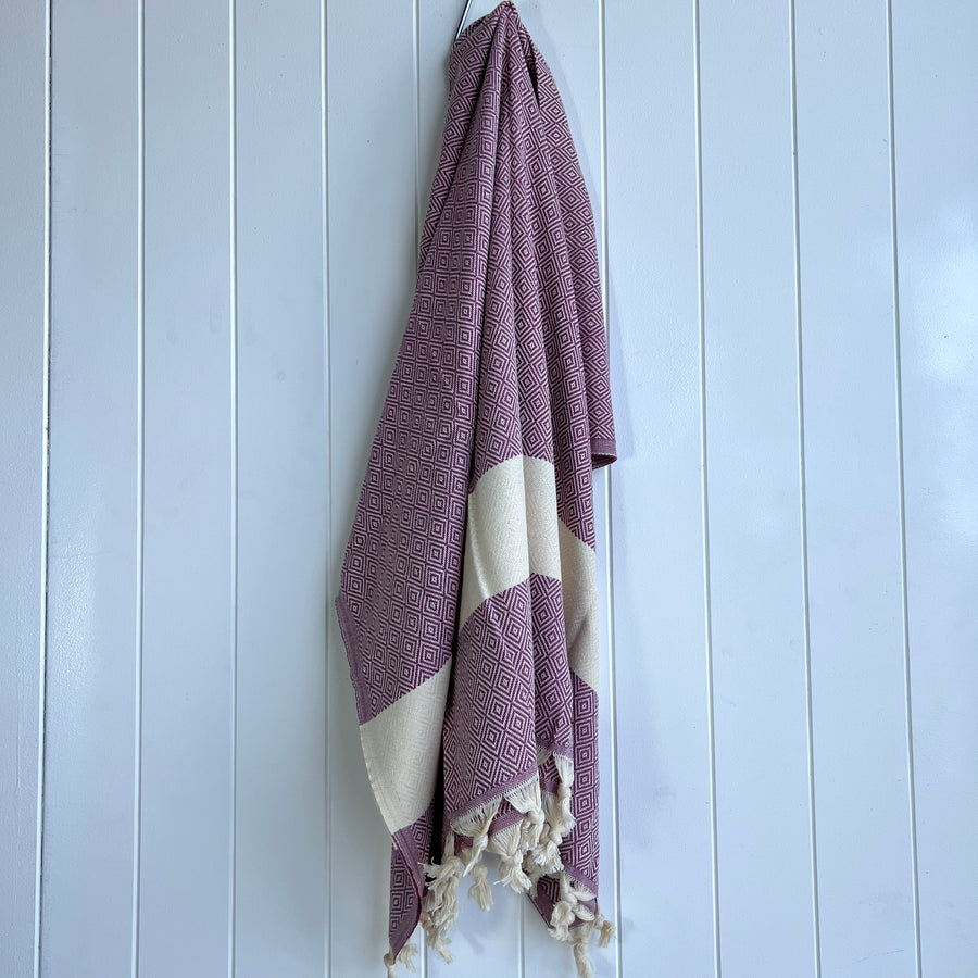 Turkish Towel Diamond Weave, Grape