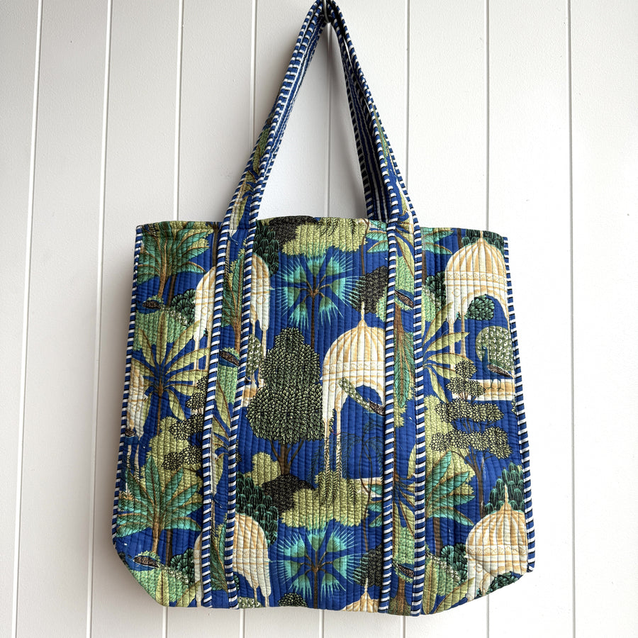 Indian Quilted Tote Bag - Peacock