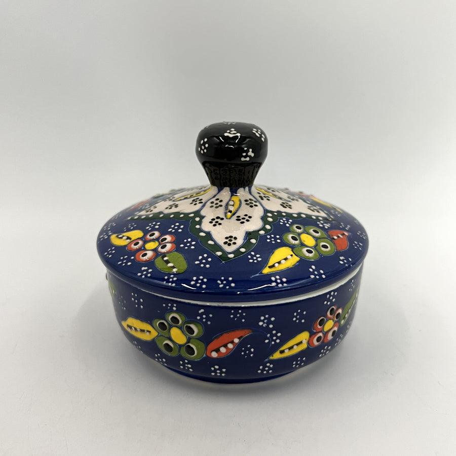 Kabartma Sugar Bowl - Dark Blue