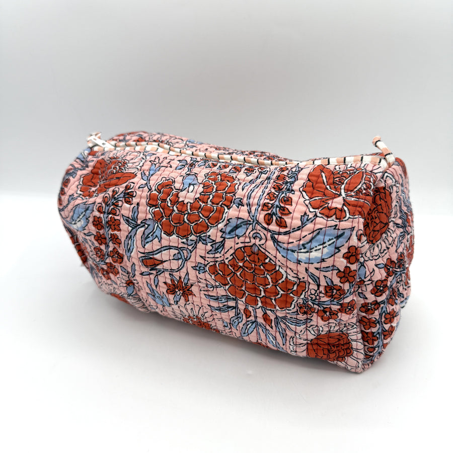 Indian Quilted Cosmetic Bag - Large, Light Pink