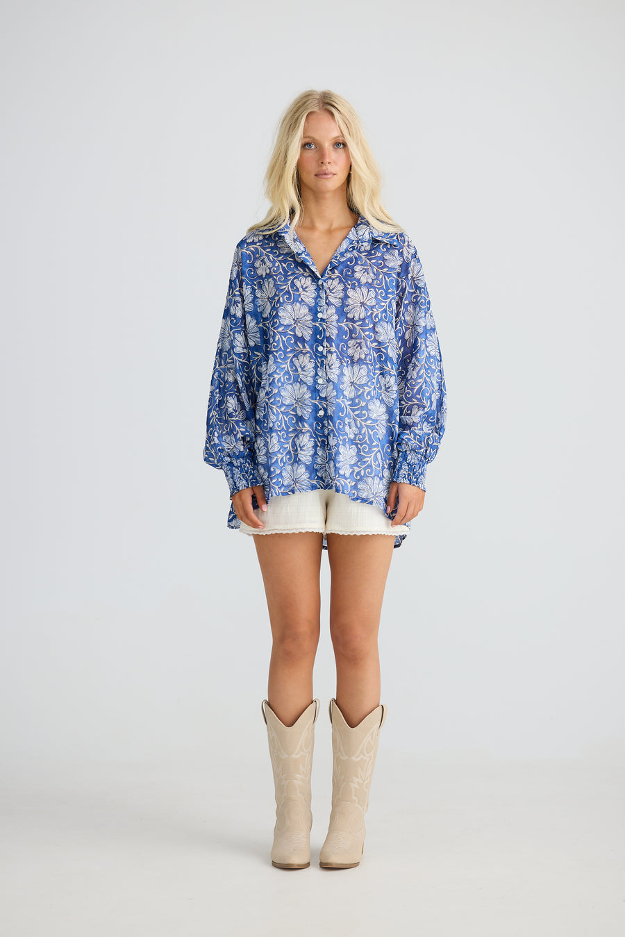 Chantilly Shirt - Blue Blossom