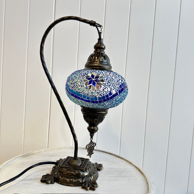 Turkish Table Lamp - Medium, Blue Star Wave