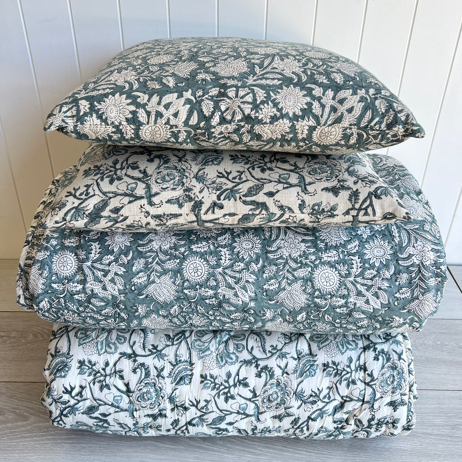 Indian Cotton Quilt - Peony