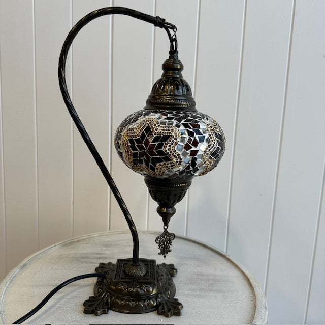Turkish Table Lamp - Medium, Amber Flower