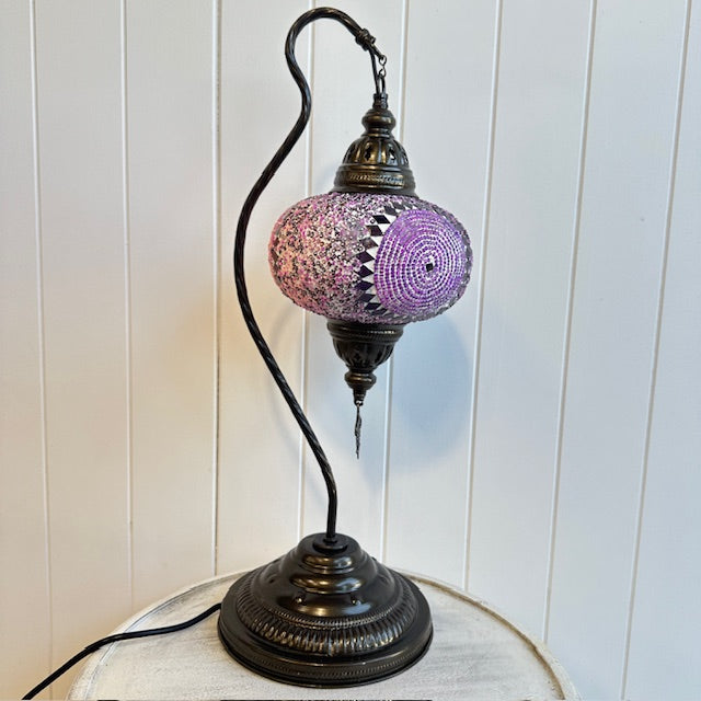 Turkish Table Lamp - Large, Purple Flower