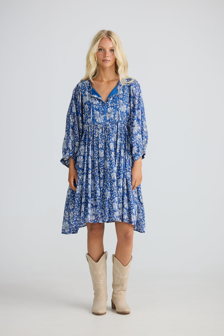 Wisteria Mini Dress - Blue Blossom