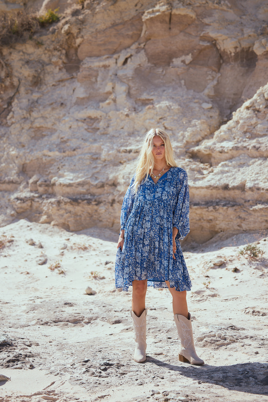 Wisteria Mini Dress - Blue Blossom