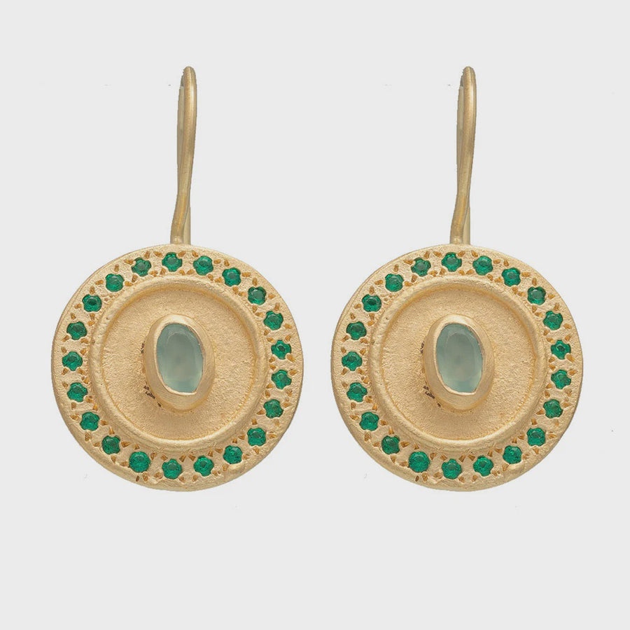 Mandala Earrings - Aqua Chalce & Green Zircon