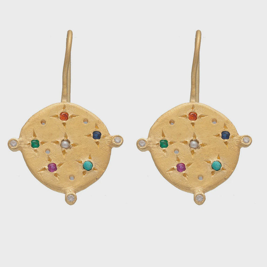 Souk Earrings - Zircon, Pearl & Turquoise