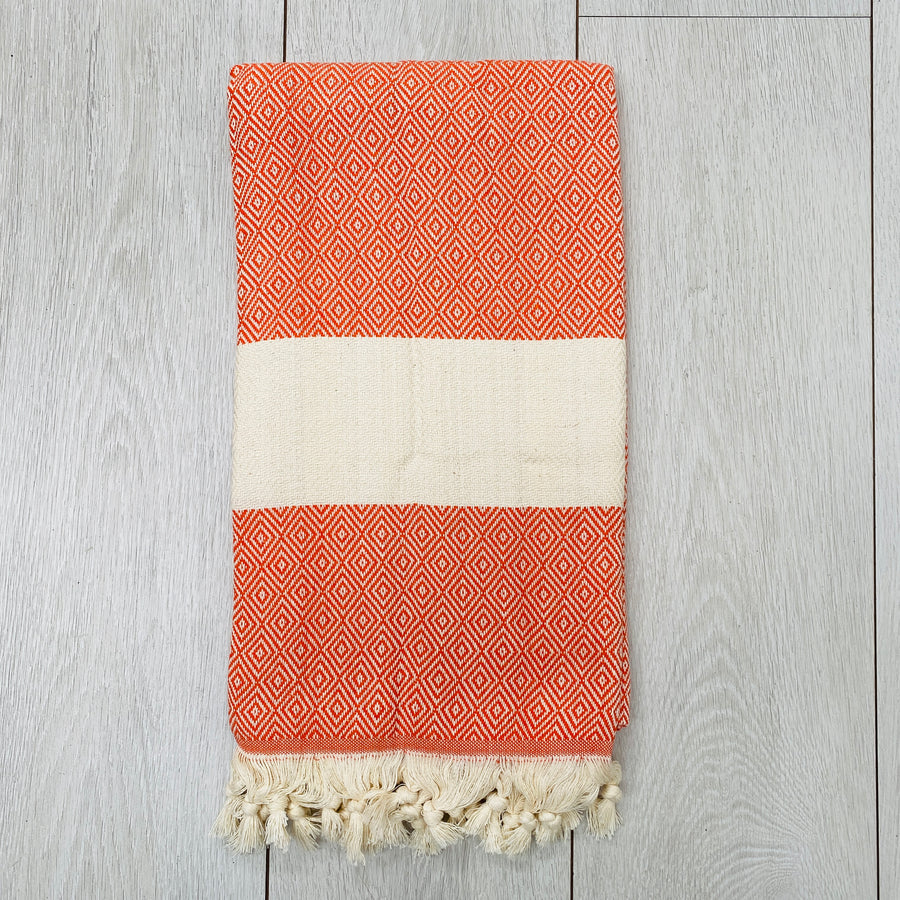 Turkish Towel Diamond Weave, Orange