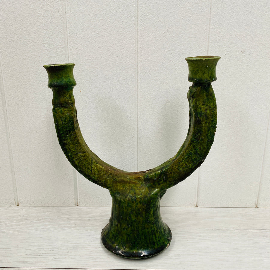 Tamegroute Candle Holder - Double, Green 1