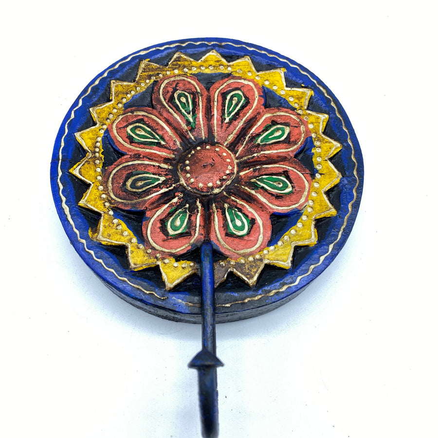 Wooden Flower Hook - Red and Yellow