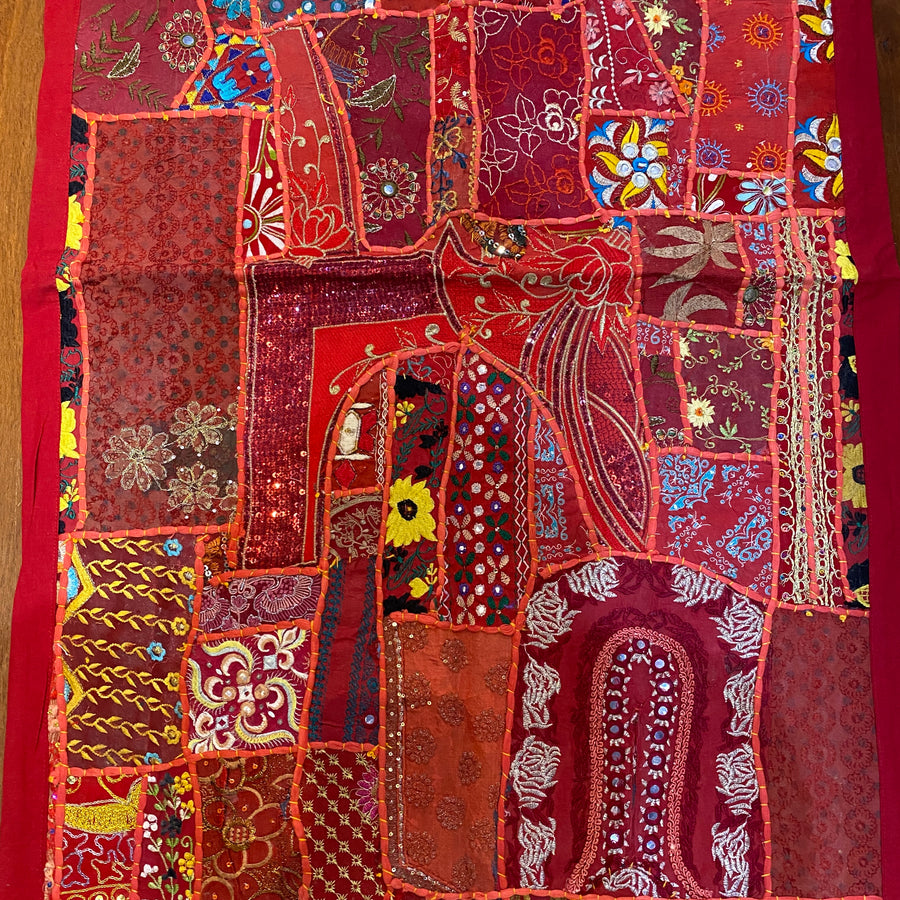 Sari Wall Hanging - Red and Blue