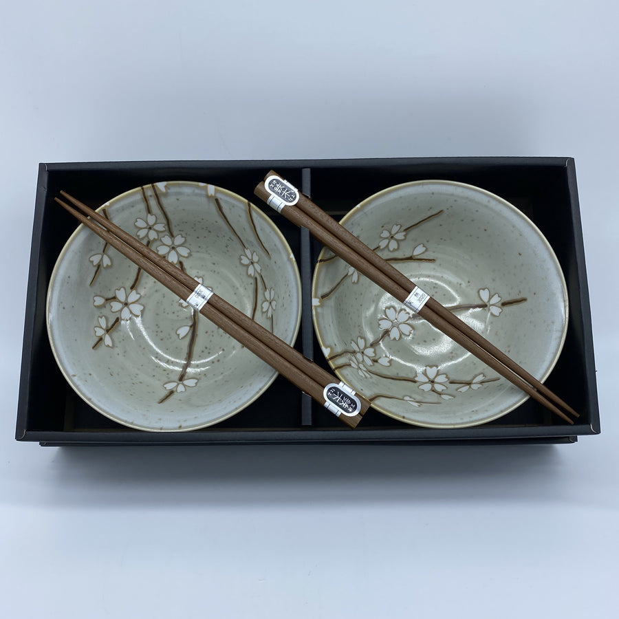 Sousunka Grey - 2 bowl set with chopsticks